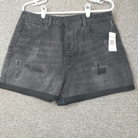 BUFFALO David Bitton Joanna Womens Shorts 33 Super High Rise Denim Distressed - Picture 1 of 11